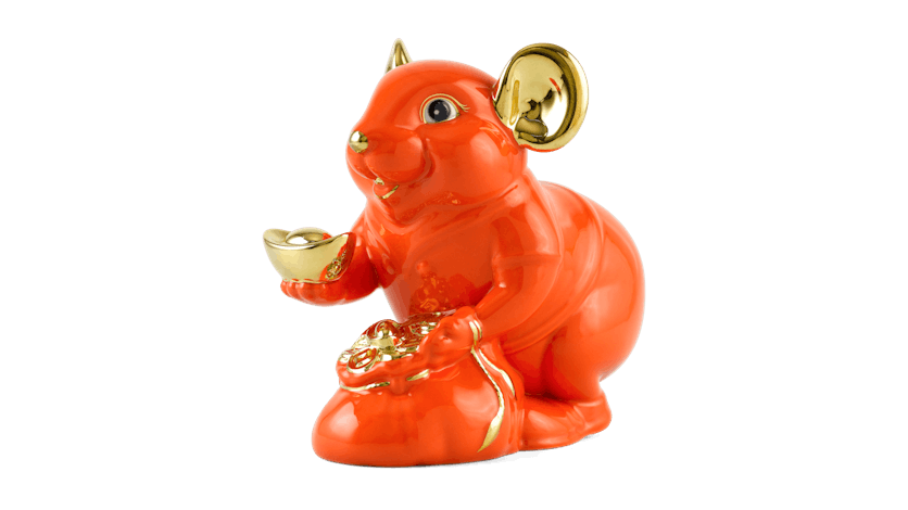 Chuột Phú 13 cm – Màu Cam - Trang trí vàng 24K