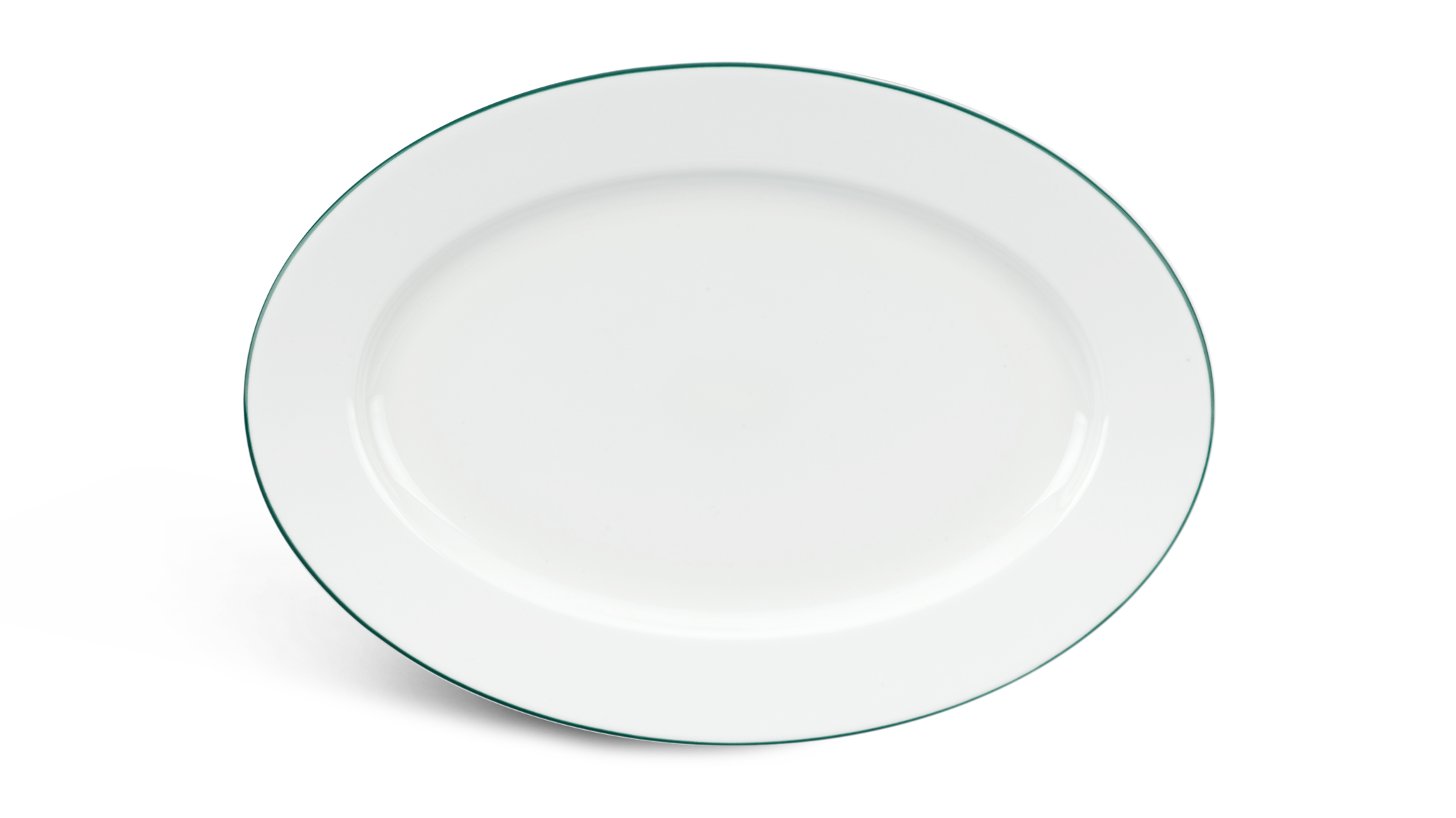 Dĩa oval - jasmine - chỉ xanh lá