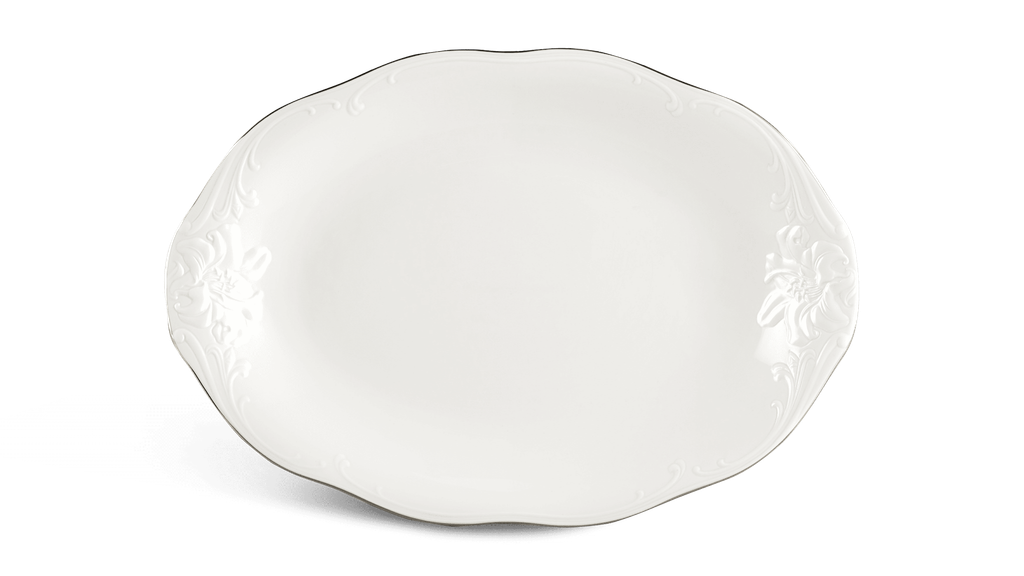 Dĩa oval 28 cm - Đài Các - Chỉ Bạch Kim