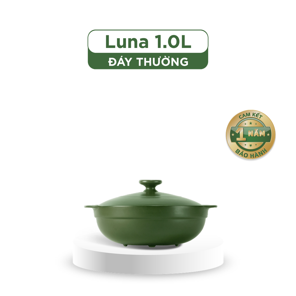 Nồi dưỡng sinh Luna 1.0 L + nắp (CK) - HealthyCook - Xanh Rêu