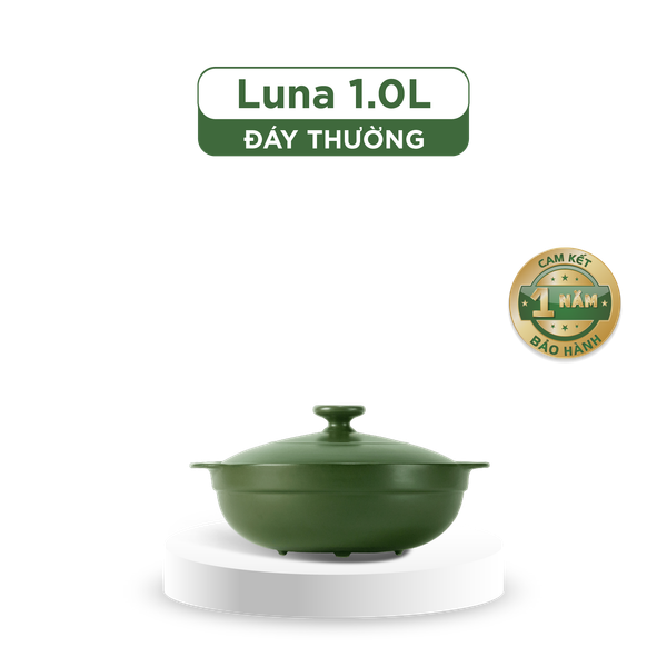 Nồi dưỡng sinh Luna 1.0 L + nắp (CK) - HealthyCook - Xanh Rêu