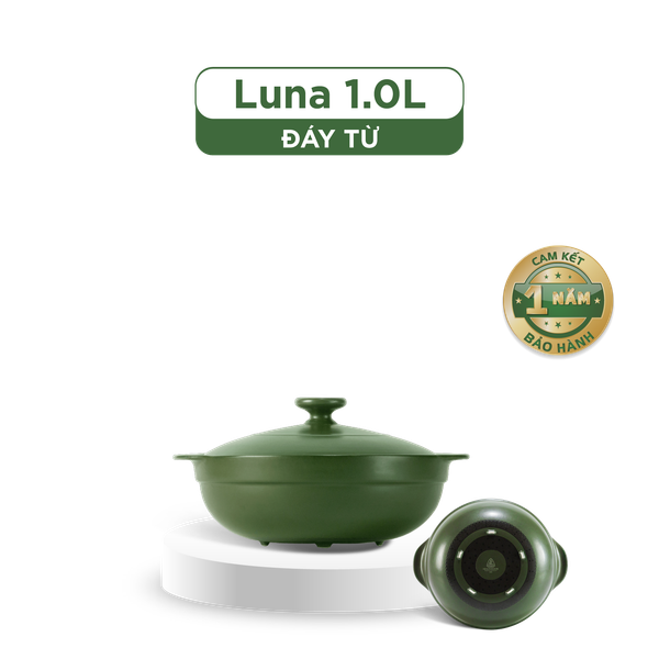 Nồi dưỡng sinh Luna (Nồi cạn) 1.0 L + nắp (CK) (bếp từ) - Xanh Rêu