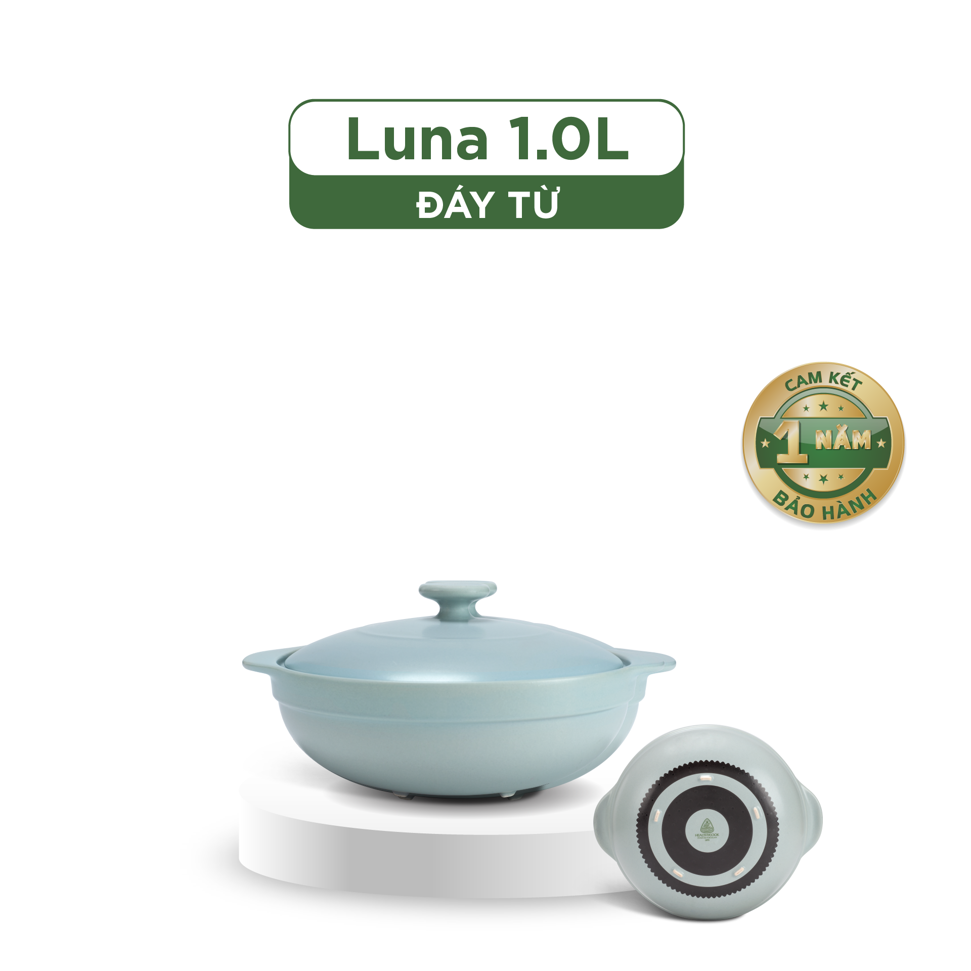 Nồi dưỡng sinh Luna (Nồi cạn) 1.0 L + nắp (CK) (bếp từ) - Màu Xám 2