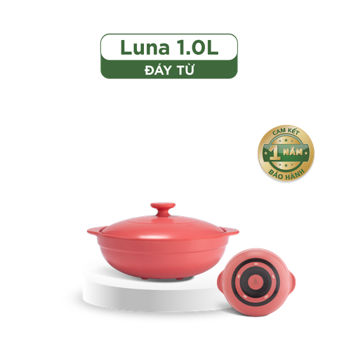  Nồi dưỡng sinh Luna (Nồi cạn) 1.0 L + nắp (CK) (bếp từ) - Màu Đỏ 2 