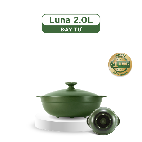 Nồi dưỡng sinh Luna (Nồi cạn) 2.0 L + nắp (CK) (bếp từ) - Xanh Rêu