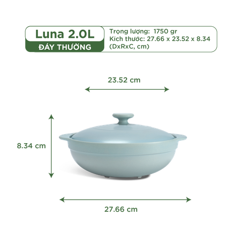  Nồi dưỡng sinh Luna (Nồi cạn) 2.0 L + nắp (CK) - Màu Xám 2 
