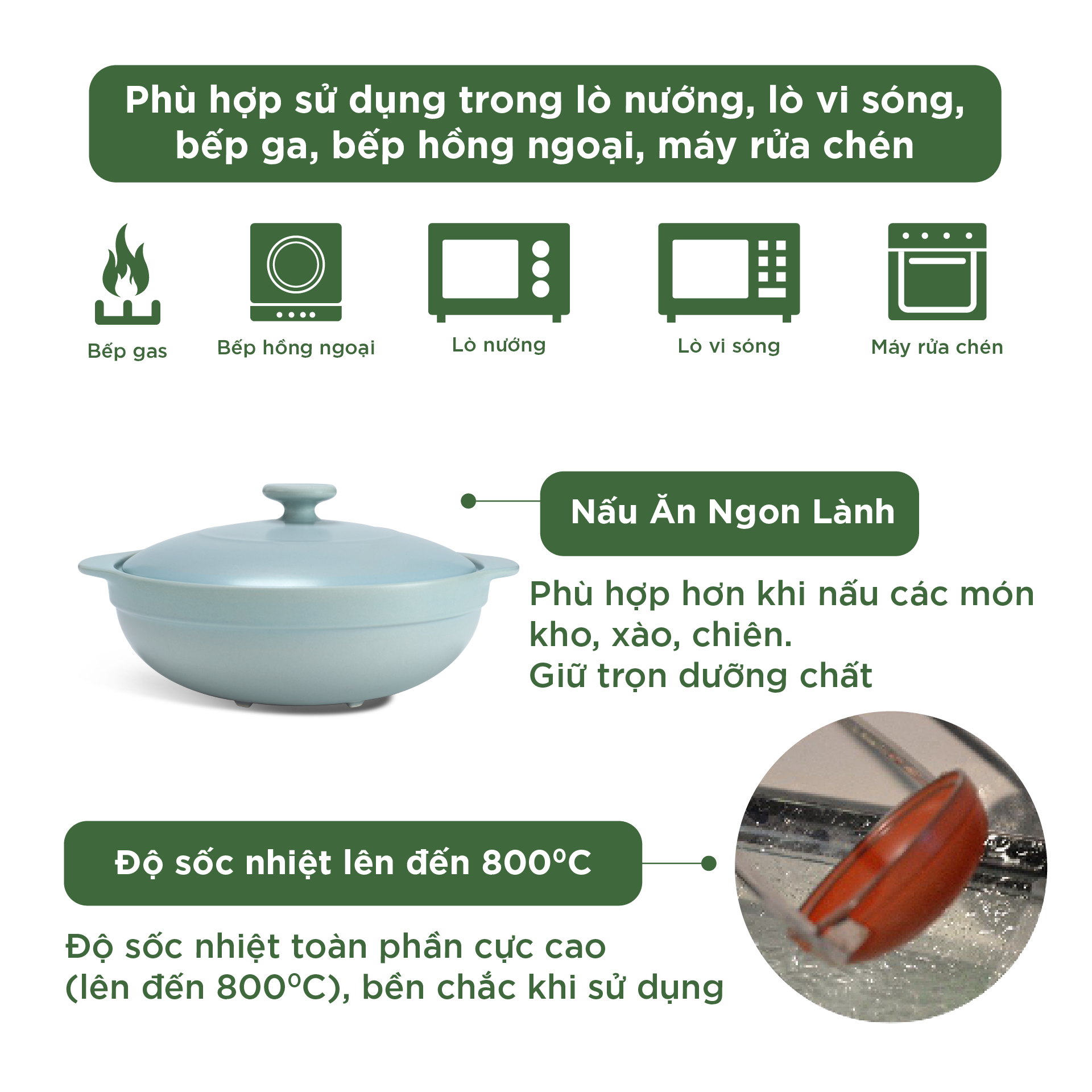 Nồi dưỡng sinh Luna (Nồi cạn) 2.0 L + nắp (CK) - Màu Xám 2