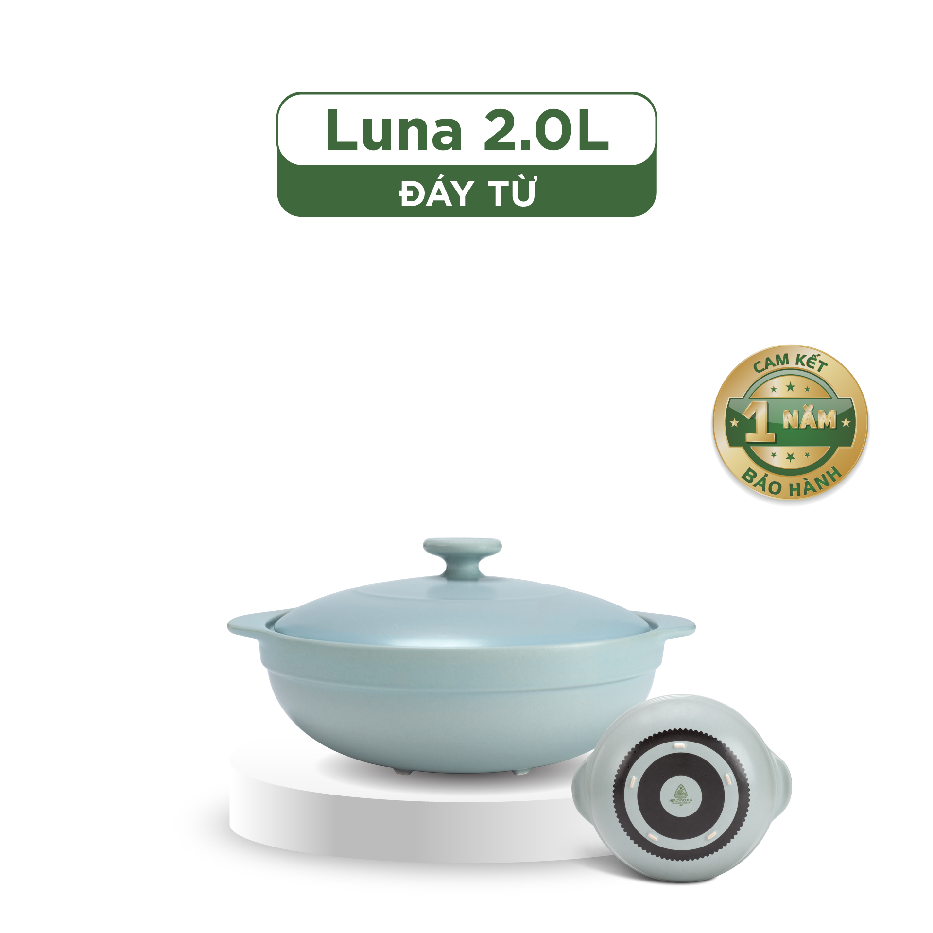 Nồi dưỡng sinh Luna (Nồi cạn) 2.0 L + nắp (CK) (bếp từ) - Màu Xám 2