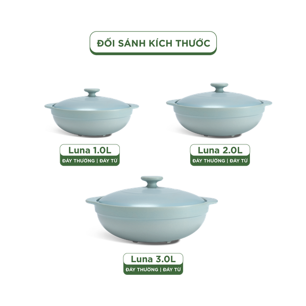 Nồi dưỡng sinh Luna (Nồi cạn) 2.0 L + nắp (CK) (bếp từ) - Màu Xám 2