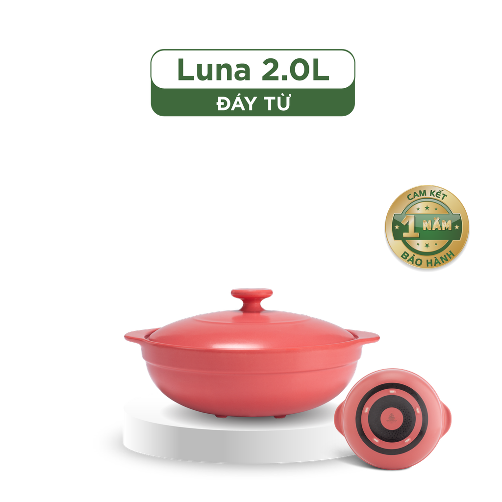 Nồi dưỡng sinh Luna (Nồi cạn) 2.0 L + nắp (CK) (bếp từ) - Màu Đỏ 2