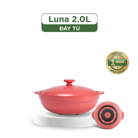 Nồi dưỡng sinh Luna (Nồi cạn) 2.0 L + nắp (CK) (bếp từ) - Màu Đỏ 2
