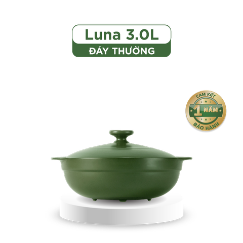  Nồi dưỡng sinh Luna (Nồi cạn) 3.0 L + nắp (CK) - Xanh Rêu 