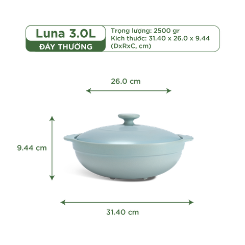  Nồi dưỡng sinh Luna (Nồi cạn) 3.0 L + nắp (CK) - Màu Xám 2 