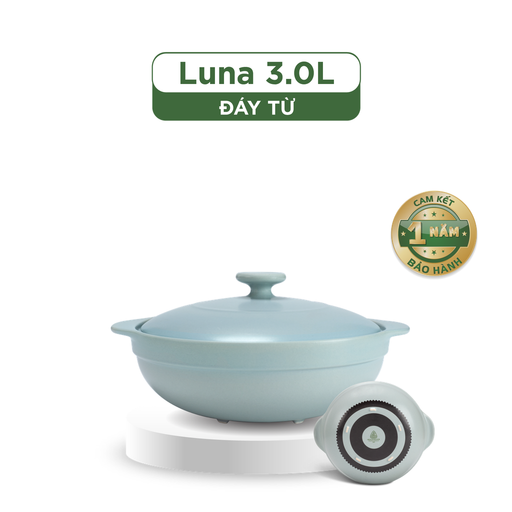 Nồi dưỡng sinh Luna (Nồi cạn) 3.0 L + nắp (CK) (bếp từ) - HealthyCook - Màu Xám 2