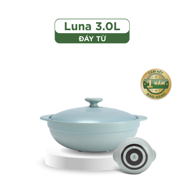 Nồi dưỡng sinh Luna (Nồi cạn) 3.0 L + nắp (CK) (bếp từ) - HealthyCook - Màu Xám 2