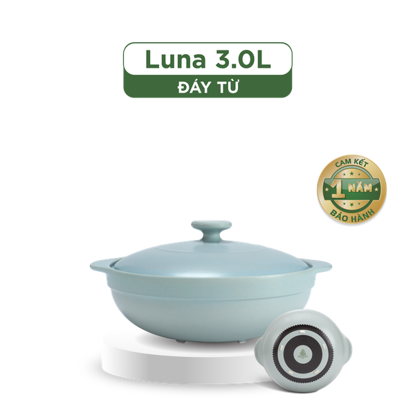 Nồi dưỡng sinh Luna (Nồi cạn) 3.0 L + nắp (CK) (bếp từ) - HealthyCook - Màu Xám 2
