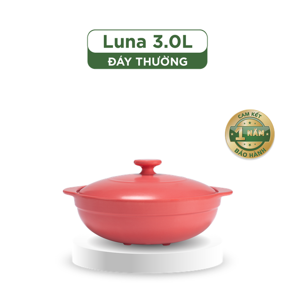 Nồi dưỡng sinh Luna (Nồi cạn) 3.0 L + nắp (CK) - Màu Đỏ 2