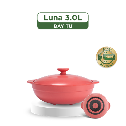  Nồi dưỡng sinh Luna (Nồi cạn) 3.0 L + nắp (CK) (bếp từ) - HealthyCook - Màu Đỏ 2 
