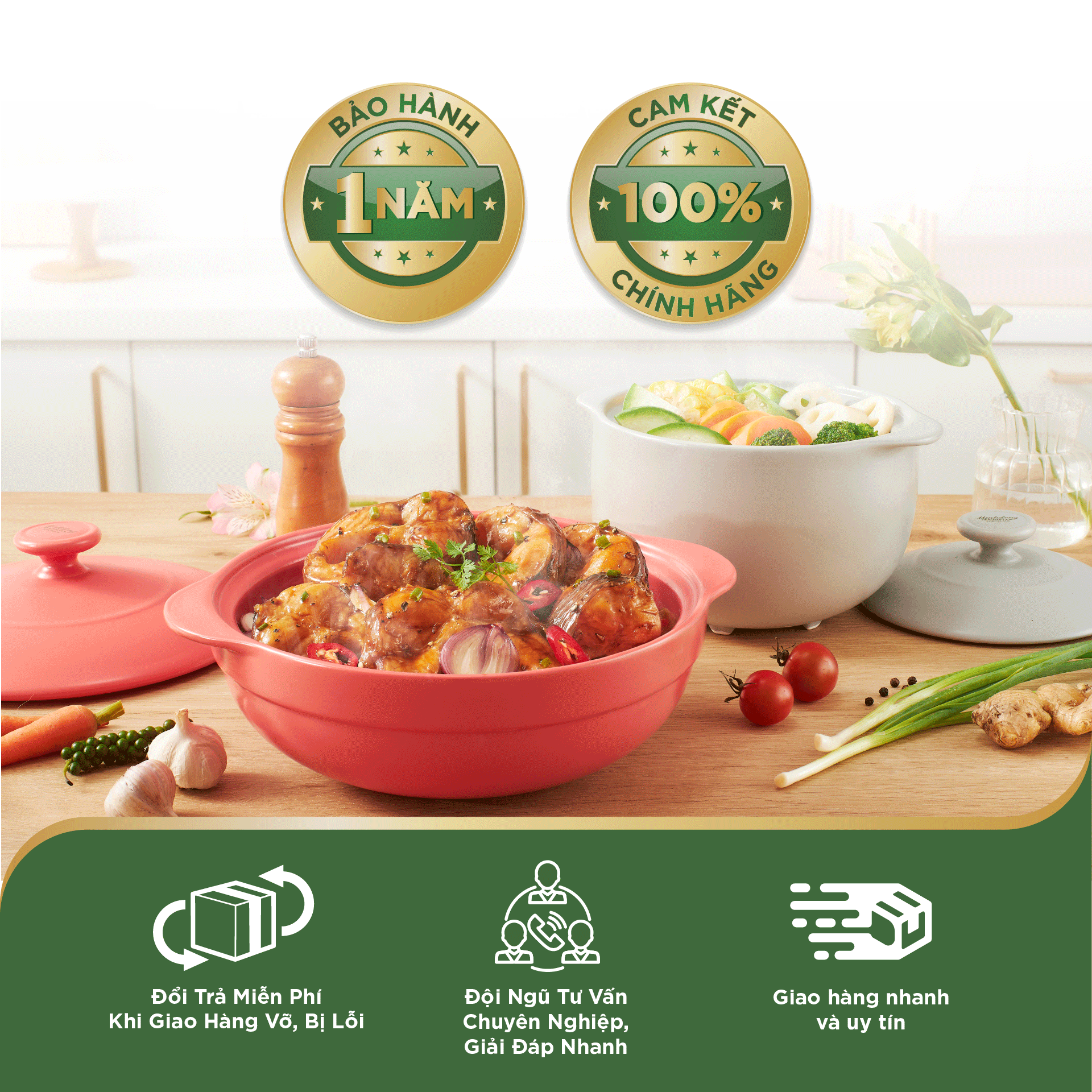 Nồi dưỡng sinh Luna (Nồi cạn) 3.0 L + nắp (CK) (bếp từ) - HealthyCook - Màu Đỏ 2