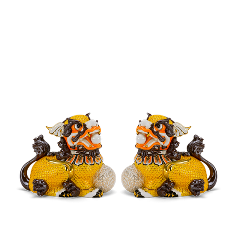  Cặp Kỳ Lân 24 cm - Vàng Xà Cừ - Trang Trí Vàng 