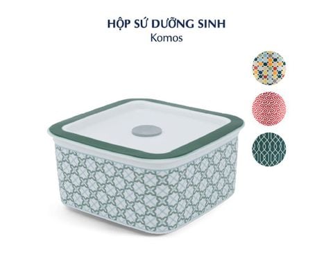  Hộp dưỡng sinh vuông đựng thực phẩm 15 cm + nắp - Dưỡng Sinh - Komos 