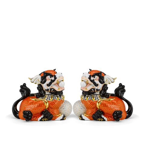  Cặp Kỳ Lân 24 cm - Cam xà cừ - Trang trí vàng 24k 