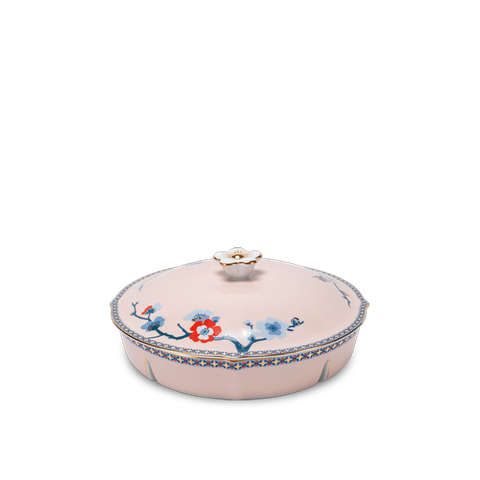  Khay mứt 5 ngăn - Hoa Đào Thịnh Vượng (Viền vàng) 