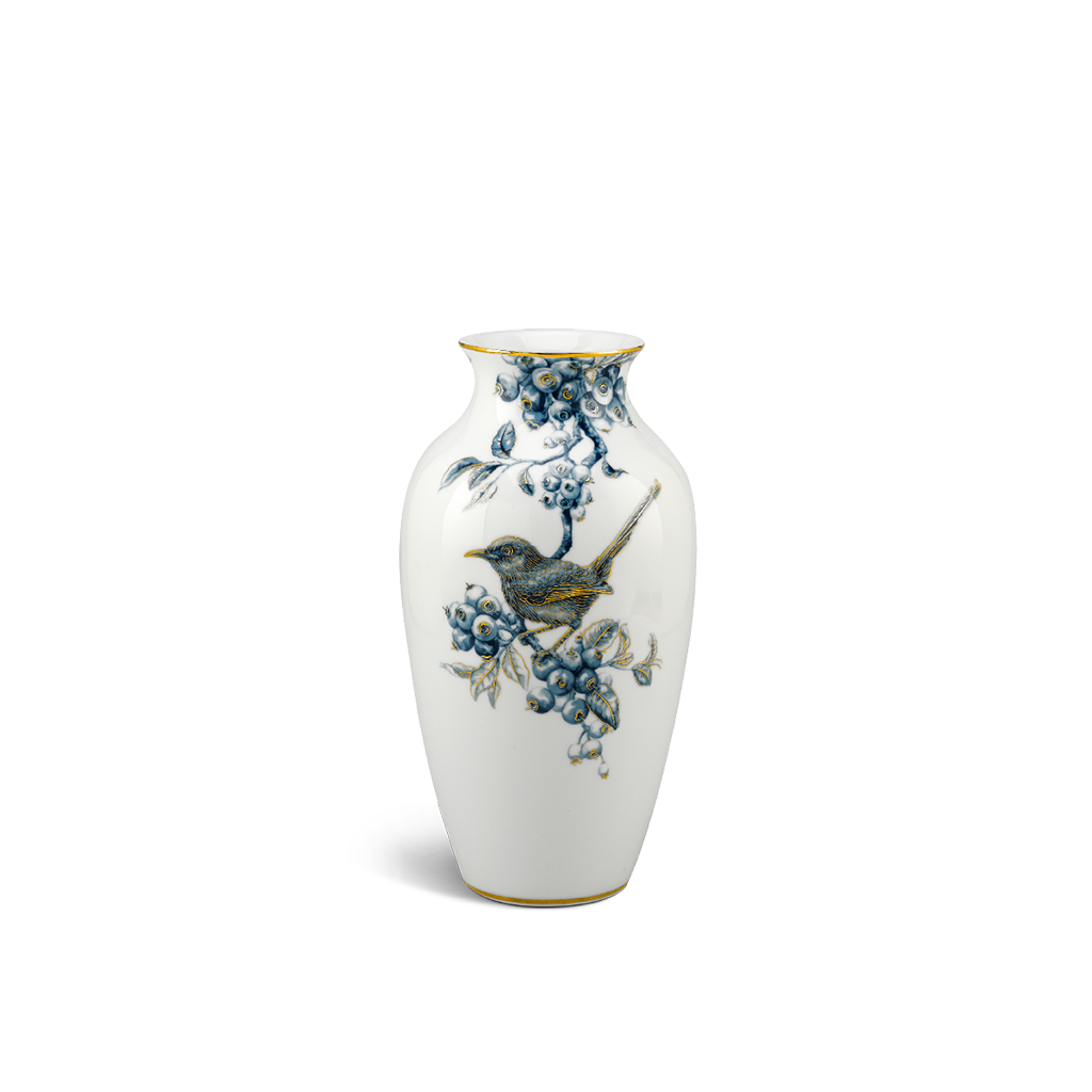 Bình hoa 27 cm - Chích Chòe & Quả Quất - Cobalt Vàng