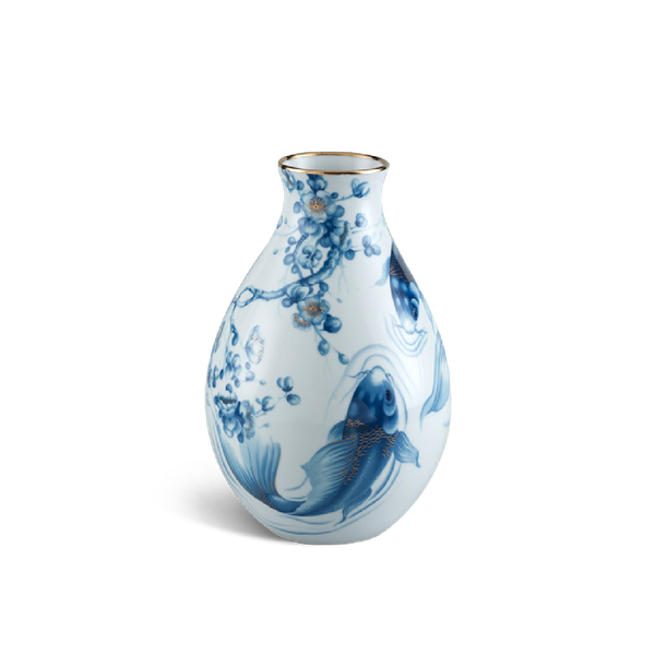 Bình hoa 29 cm - Cá Chép cobalt (men ngọc)