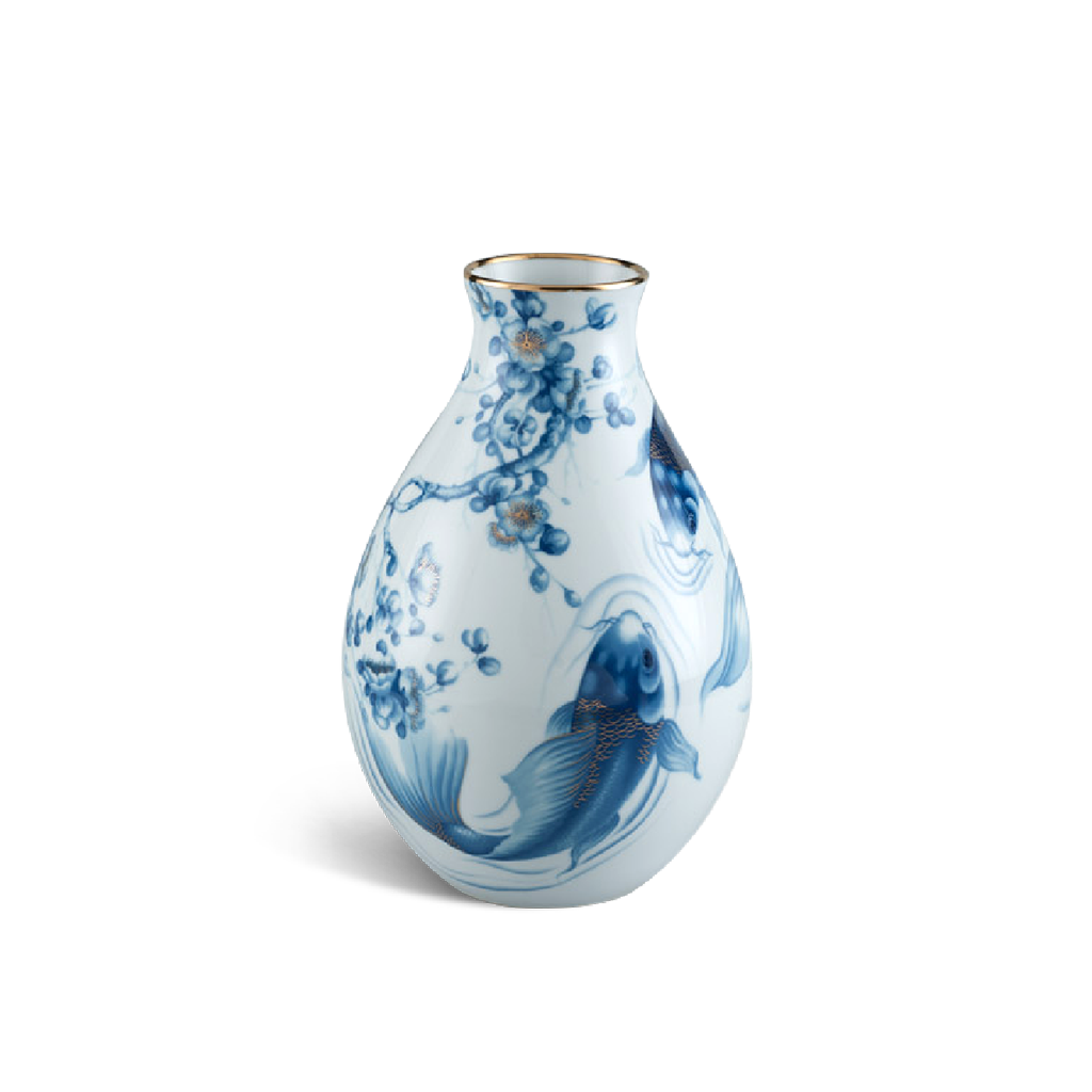 Bình hoa 29 cm - Cá Chép cobalt (men ngọc)
