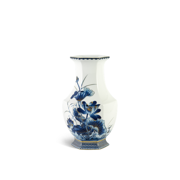 Bình hoa Lộc Phát 28 cm - Sen Vàng Nền Trắng