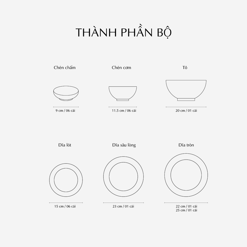 Bộ đồ ăn 22 sản phẩm - Jasmine - Chỉ Vàng