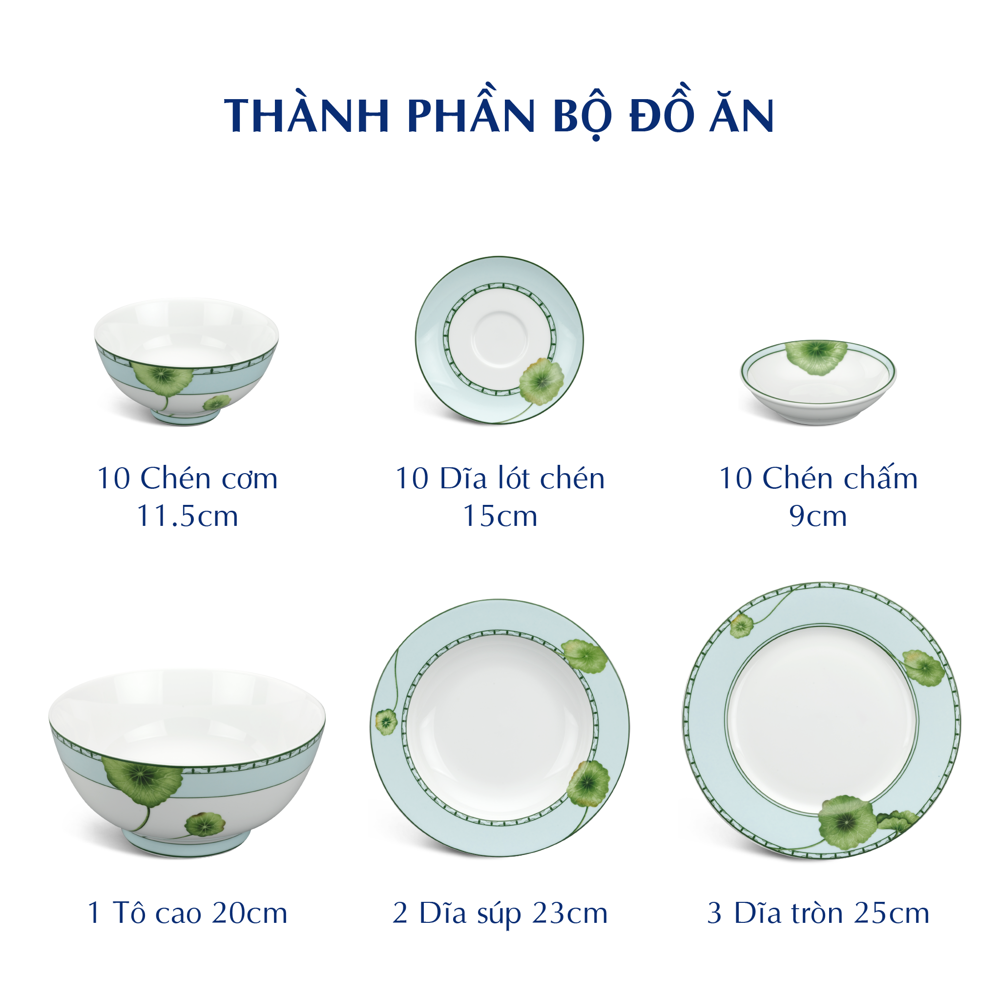 Bộ đồ ăn 10 người 36 sản phẩm - Jasmine - Tích Tuyết Thảo