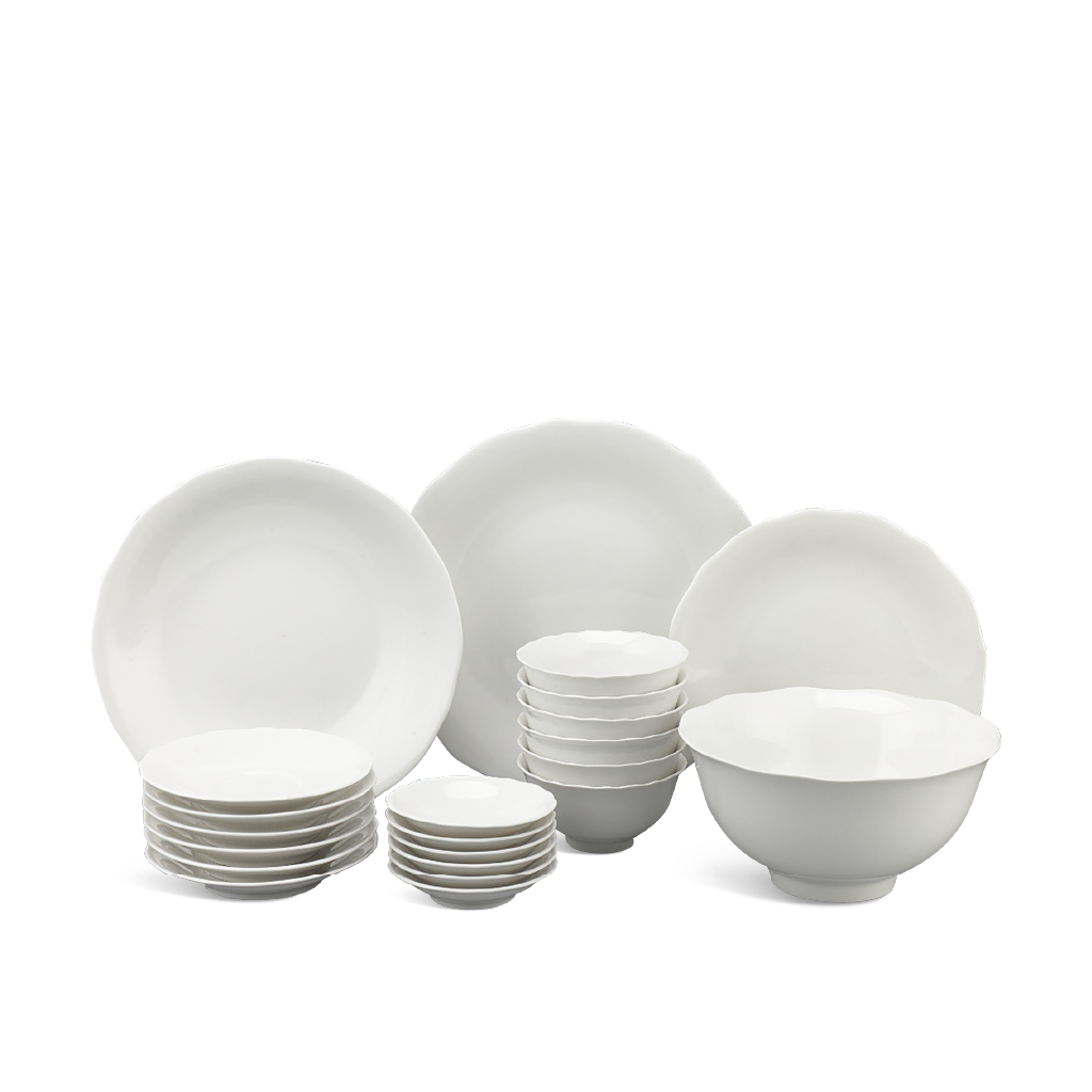 Bộ đồ ăn 22 sản phẩm - Mẫu Đơn IFP - Trắng Ngà