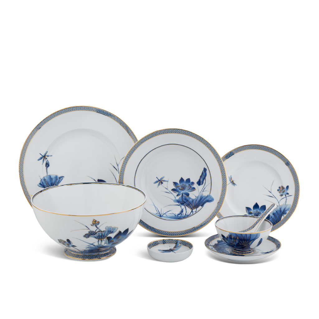 Bộ đồ ăn 30 sản phẩm - hoàng cung - sen vàng