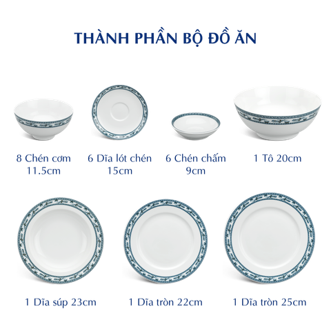  Bộ đồ ăn 6 người 24 sản phẩm - Jasmine - Chim Lạc 