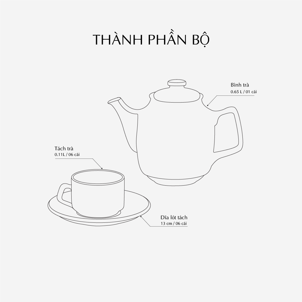 Bộ trà 0.65 L - Hoàng Cung - Lạc Hồng Vàng