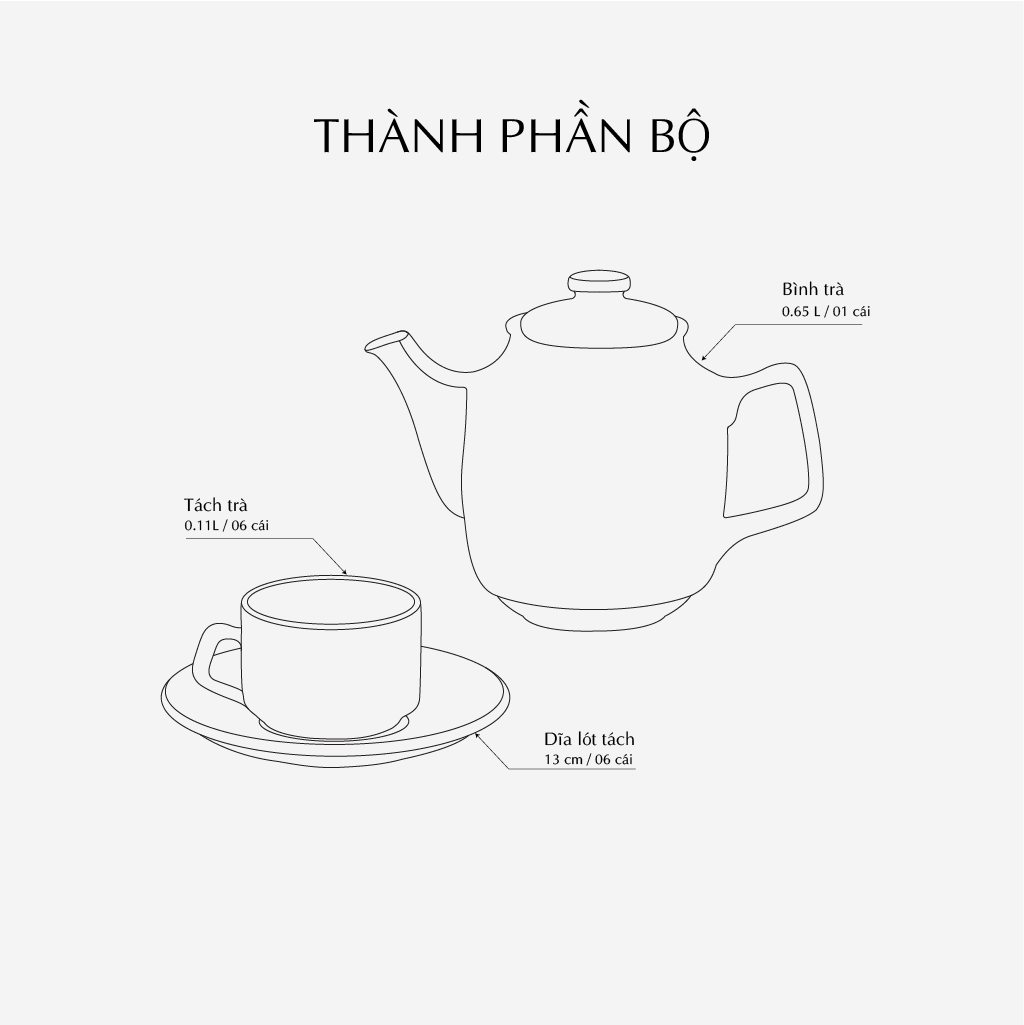Bộ trà 0.65 L - Hoàng Cung - Sen Ngọc Bích