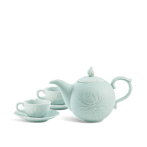  Bộ trà 0.7 L - Sen - Men Ngọc Sương Mờ 