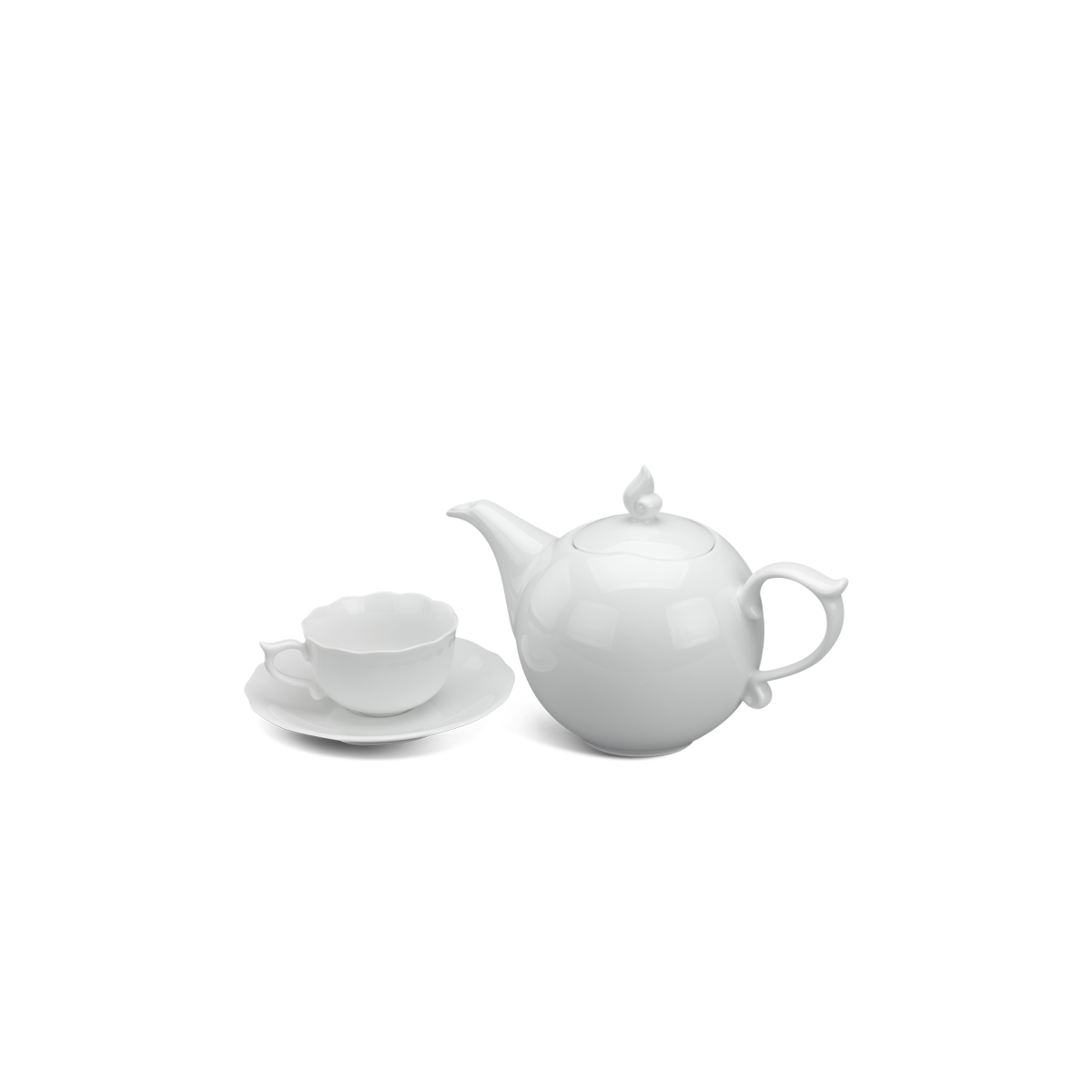 Bộ trà 0.7 L - Mẫu Đơn - Trắng