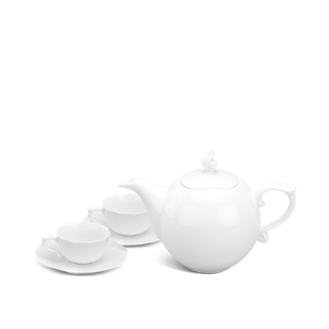  Bộ trà 0.7 L - Mẫu Đơn - Trắng 