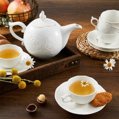  Bộ trà 0.7 L - Sen - Trắng 