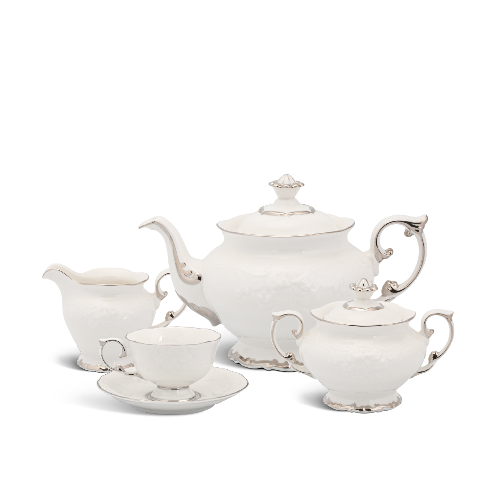 Bộ Trà Đài Các 1.3L Chỉ Bạch Kim