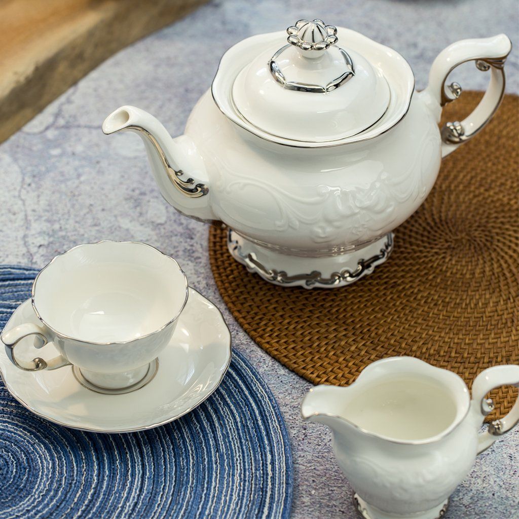 Bộ trà 1.3 L - Đài Các - Chỉ Bạch Kim