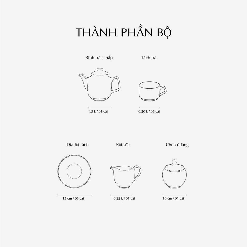 Bộ trà 1.3 L - Hoàng Cung - Hoàng Liên