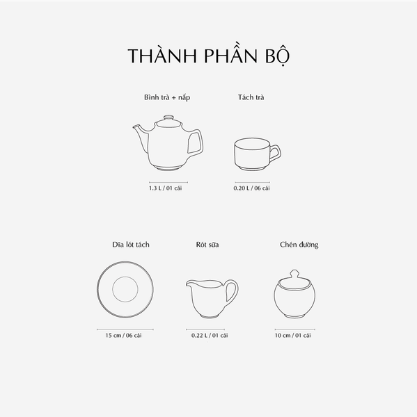 Bộ trà 1.3 L - Hoàng Cung - Sen Ngọc