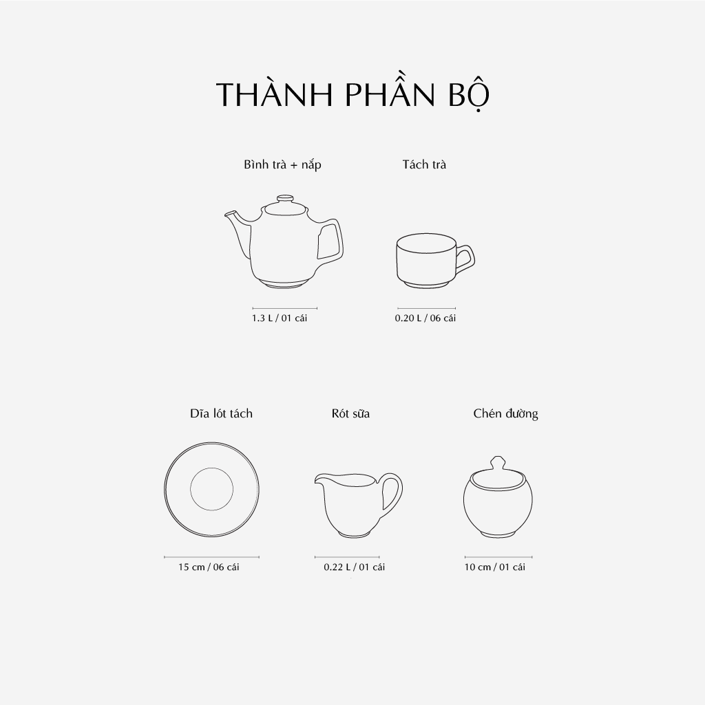 Bộ trà 1.3 L - Hoàng Cung - Sen Ngọc