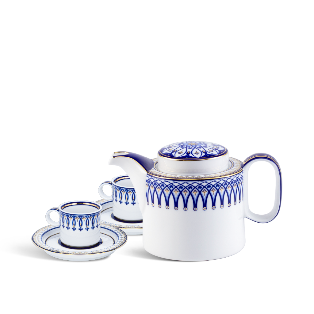 Bộ trà cao 0.33 l - gastroline - đồng tâm xanh dương