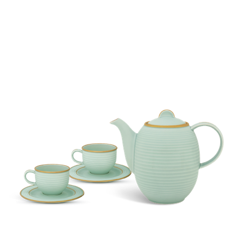  Bộ trà 0.8 L Cordon - Men Ngọc Sương Mờ (Trang Trí Vàng) 