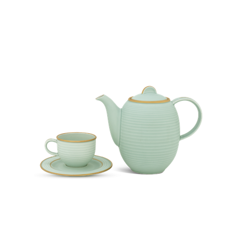  Bộ trà 0.8 L Cordon - Men Ngọc Sương Mờ (Trang Trí Vàng) 